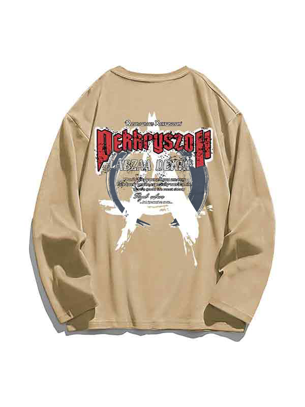 Herren-Langarm-T-Shirt mit Street-Letter-Print-2