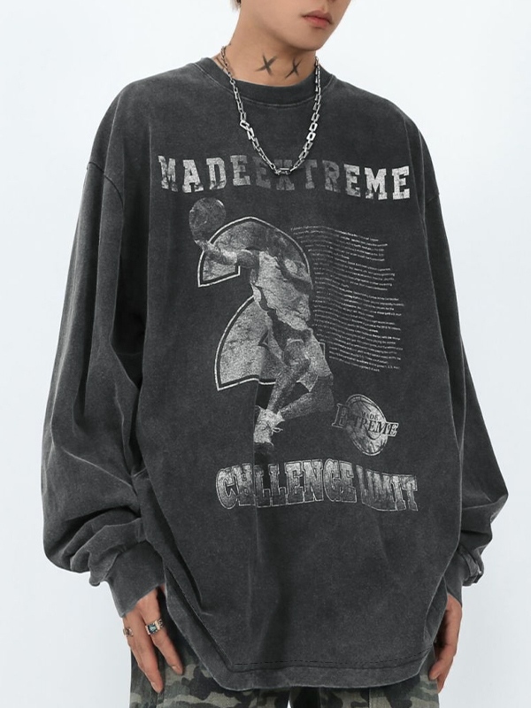 Langärmliges Herren-T-Shirt mit Distressed-Print-1