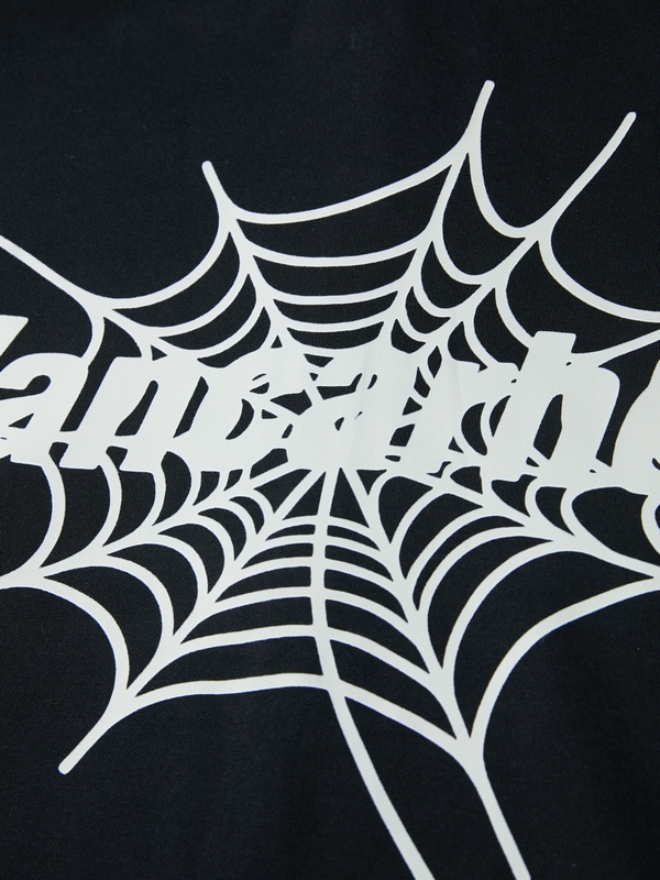 Übergroßer Kapuzenpullover mit durchgehendem Reißverschluss für Herren mit Spinnenmuster-3