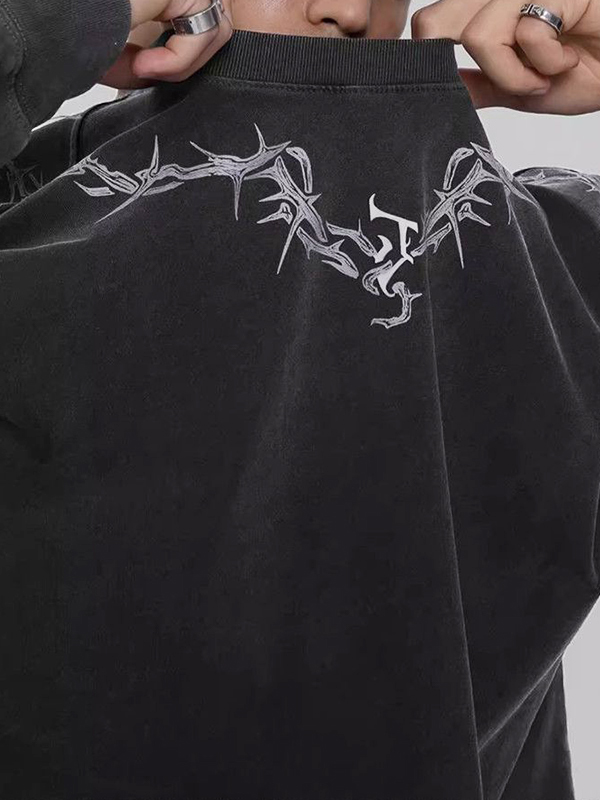 Herren-Sweatshirt mit Thorn-Print in verwaschenem Schwarz-3