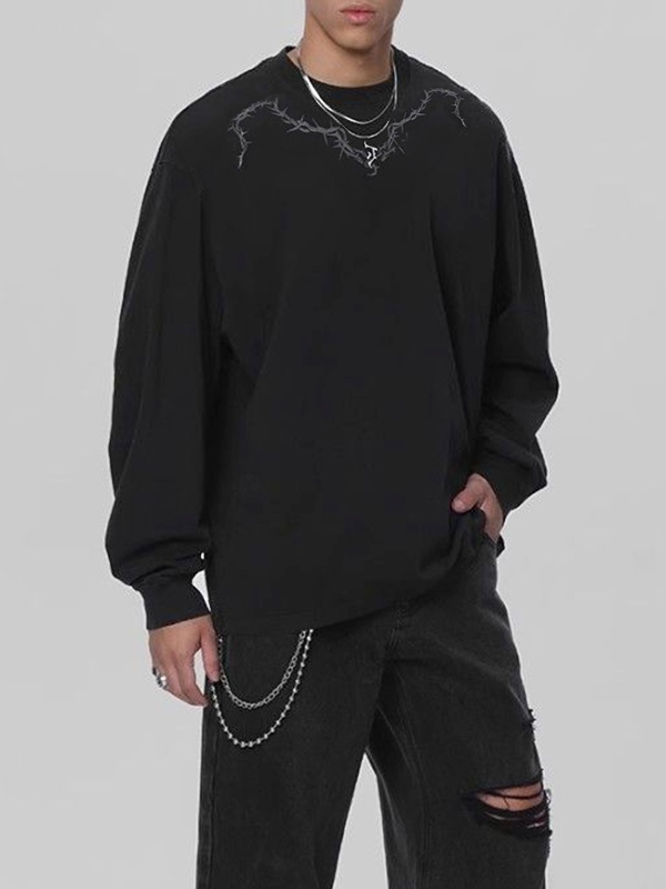 Herren-Sweatshirt mit Thorn-Print in verwaschenem Schwarz-4