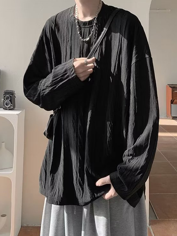 Herren-T-Shirt mit Rundhalsausschnitt und solider Struktur-2