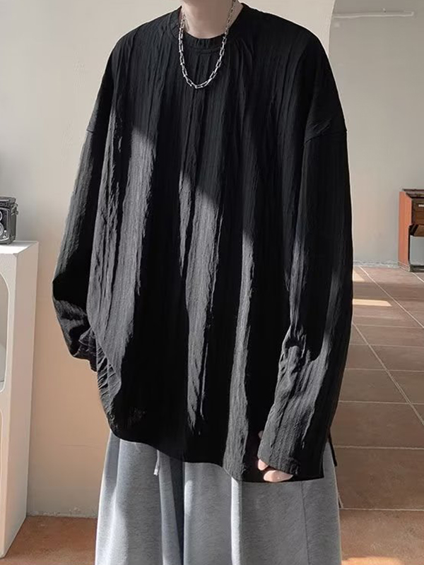 Herren-T-Shirt mit Rundhalsausschnitt und solider Struktur-1