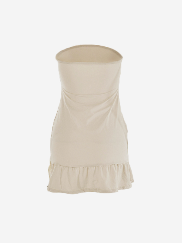 Einfarbiges Minikleid mit Spleiß- und Schleifendekor-4