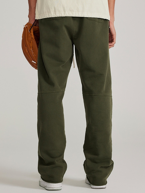 Einfarbige Herrenhose mit Kordelzug und geradem Bein-1