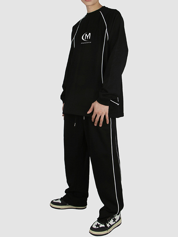 Splice-Sweatshirt mit Vintage-Buchstabenmuster für Herren-2