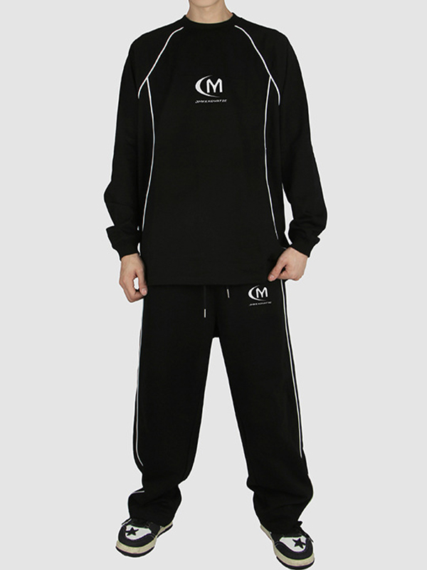 Splice-Sweatshirt mit Vintage-Buchstabenmuster für Herren-3