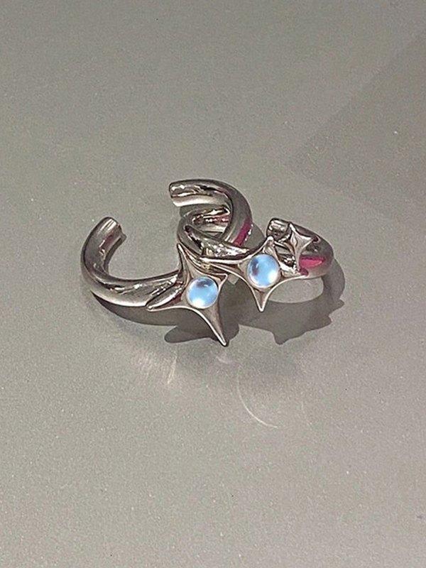 Offener Edelsteinring mit Astralmondstein-3