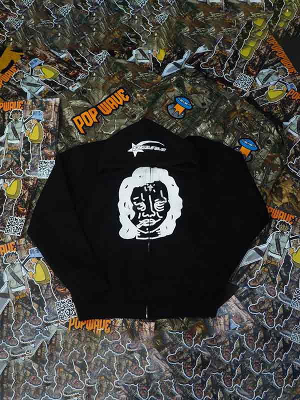 Übergroßer Kapuzenpullover mit lustigem Street-Print für Herren-4