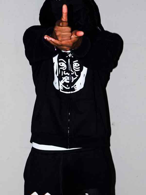 Übergroßer Kapuzenpullover mit lustigem Street-Print für Herren-1
