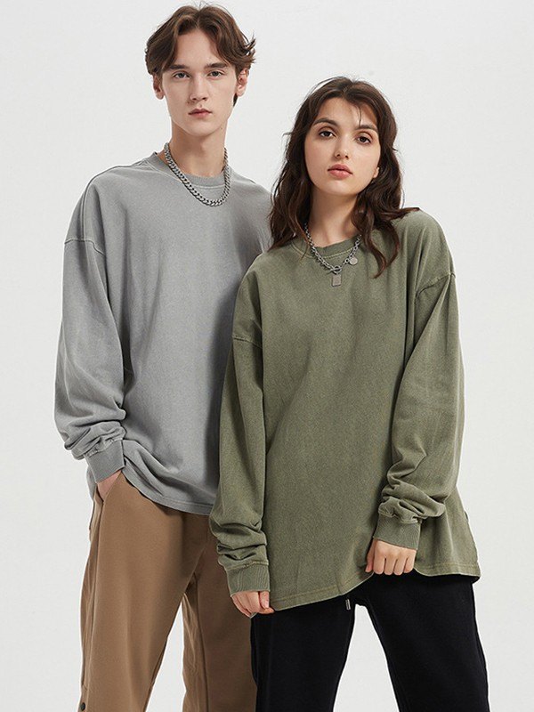 Unisex-Sweatshirt mit Rundhalsausschnitt in Vintage-Waschung-1