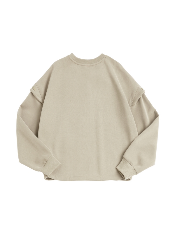 Einfarbiger, übergroßer Kapuzenpullover mit Etikettendekor-1