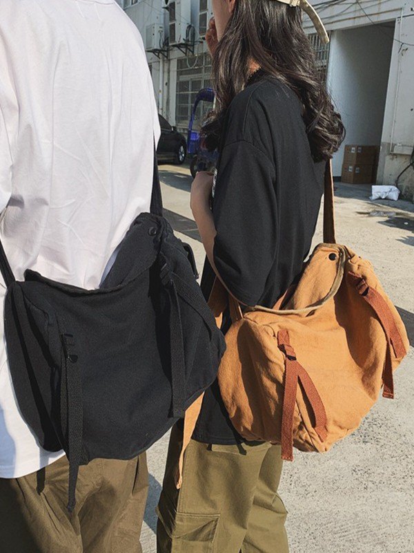 Vintage große Umhängetasche aus Segeltuch-4