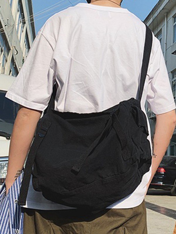 Vintage große Umhängetasche aus Segeltuch-2