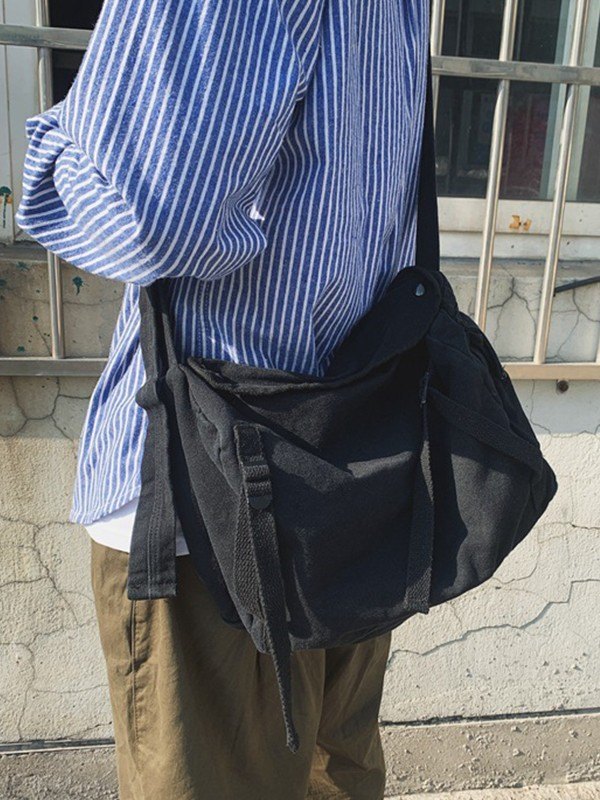 Vintage große Umhängetasche aus Segeltuch-1