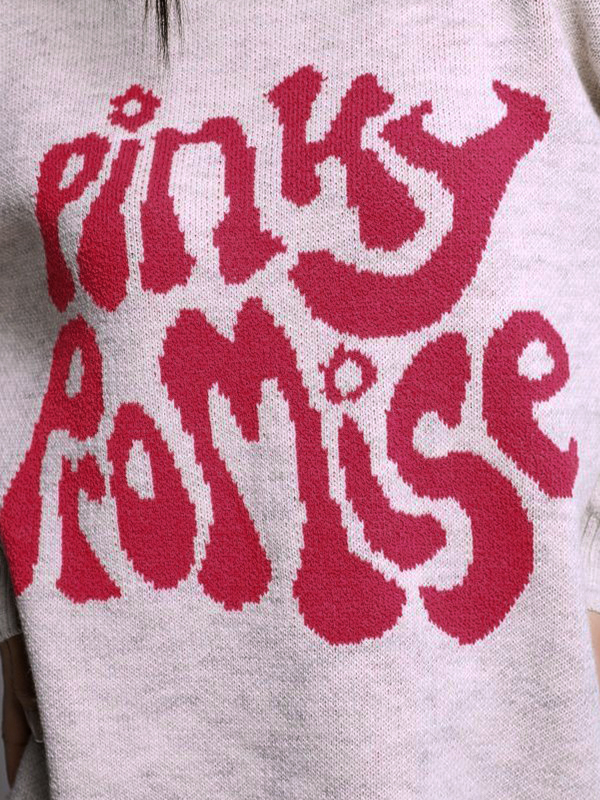 Pullover zum Überziehen mit kontrastierendem Buchstabendruck-1