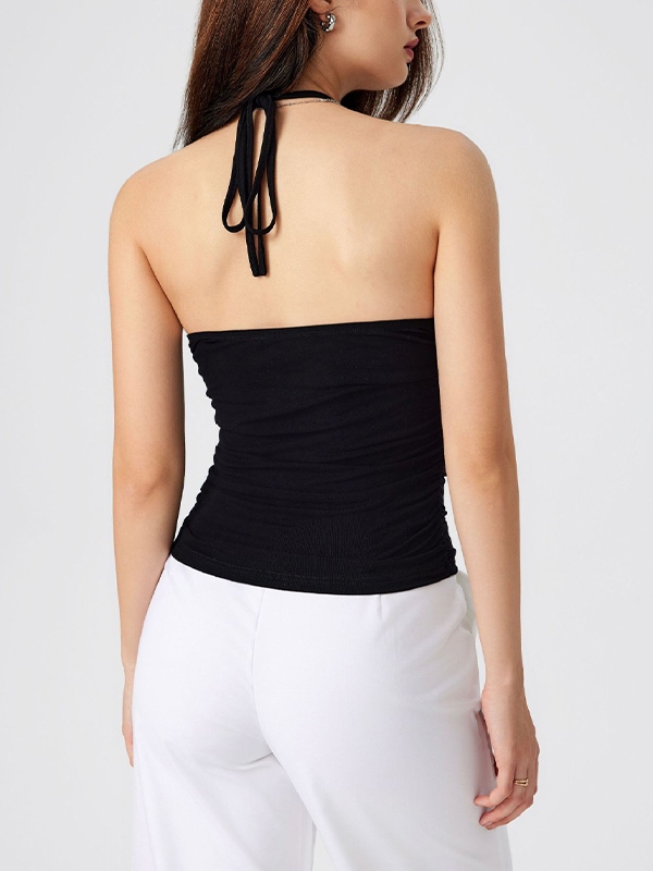 Spitzen-Splice-Neckholder-Cami-Top mit V-Ausschnitt und rückenfreiem Rücken-3